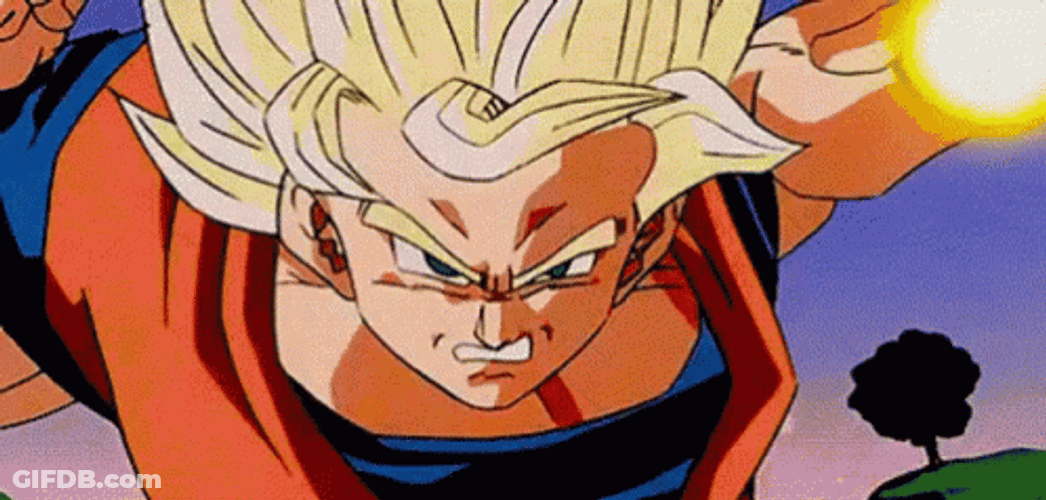 Kid Buu Avoiding Goku's Attack GIF