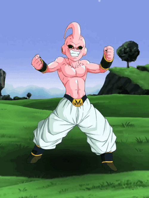 Kid Buu Flexing Laugh GIF
