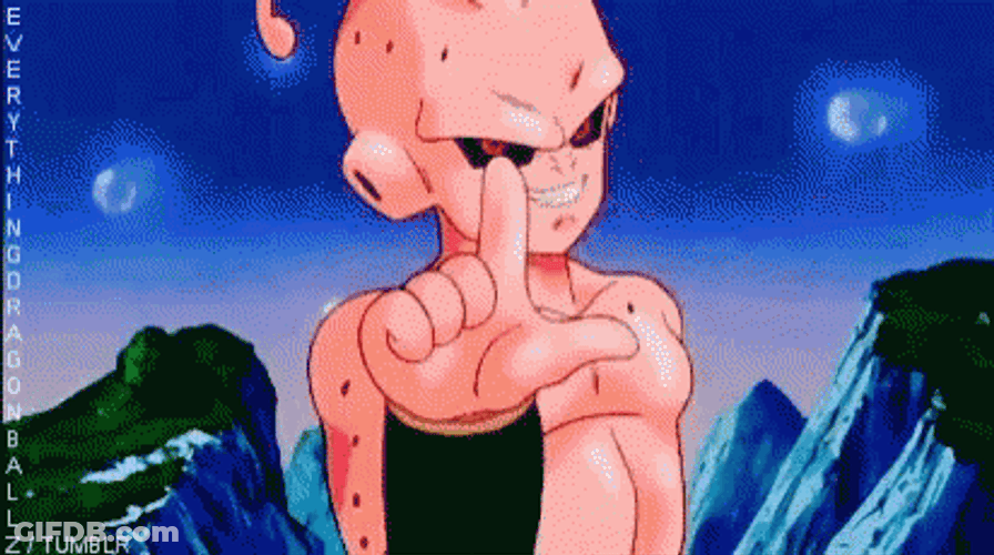Kid Buu Smirking Shaking Point Finger GIF