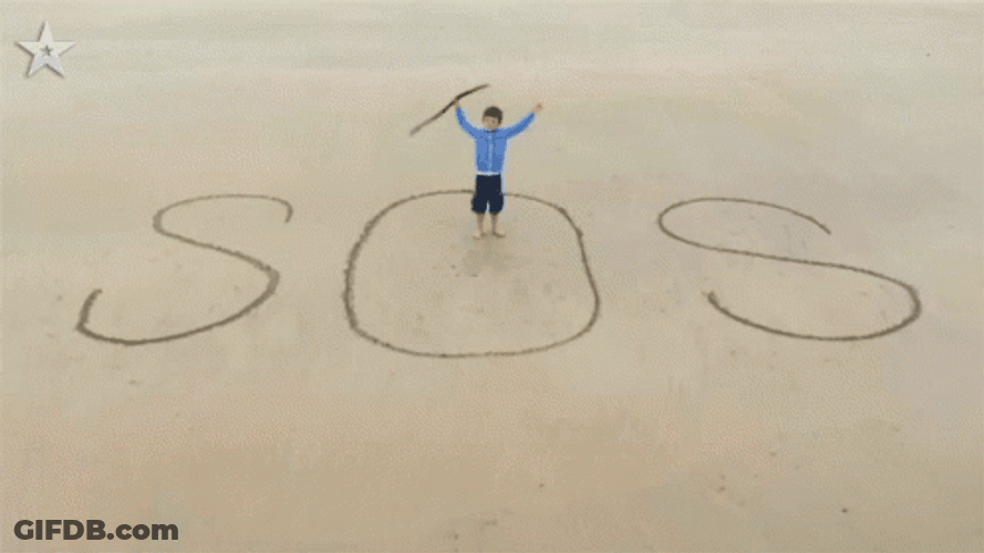 Kid Cast Away On Island Sends SOS GIF