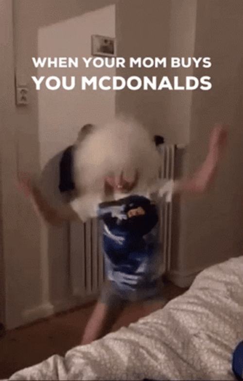 Kid Celebrating When Mom Buys You Mcdonalds Meme GIF