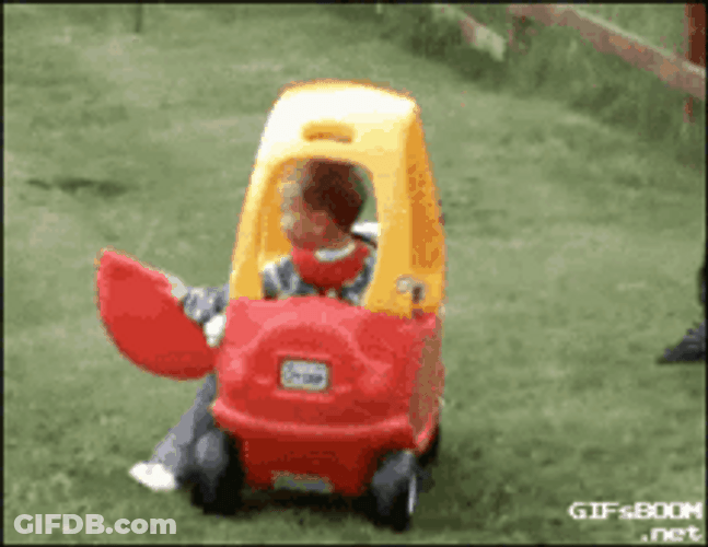 Kid Falls Toy Funny Car GIF