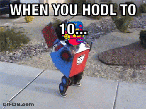 Kid In Robot Costume Walking Saying When You Hodl To 10 GIF
