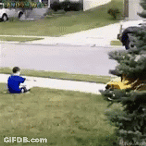 Kid Rolled By Toy Jeep GIF