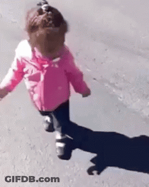 Kid Scared On Her Shadow GIF