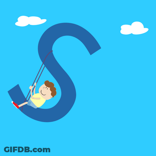 Kid Swaying On Letter S Blue Sky GIF