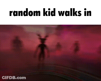 Kid Walking In Dark Room With Deer Silhouette GIF