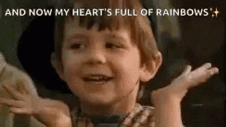 Kid With Melted Hearts Of Rainbow GIF