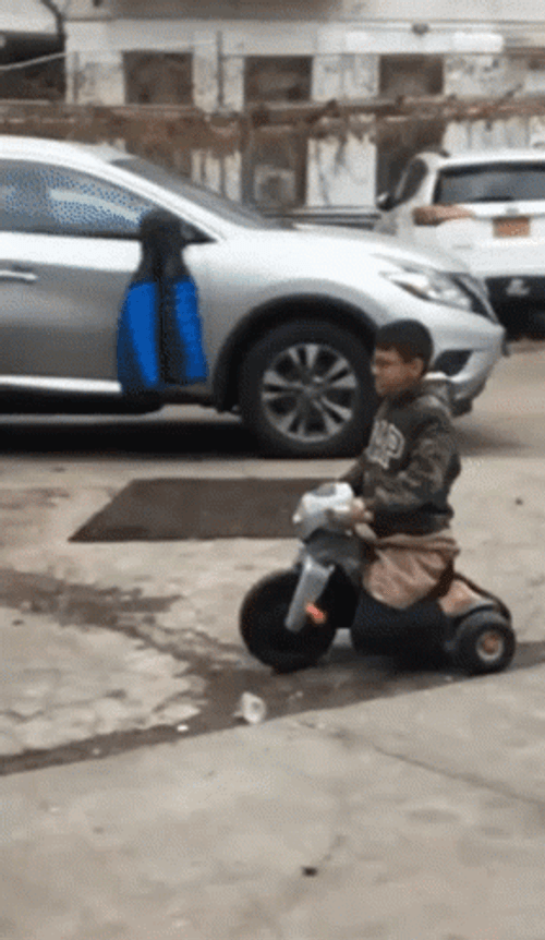 Kid With Toy Car Crash Journey GIF