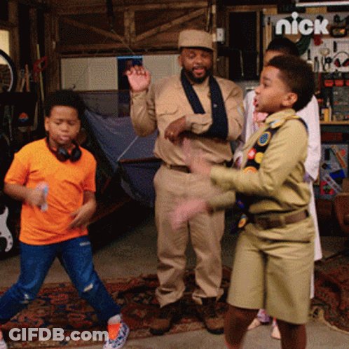 Kids Dancing In Front Of Nick Sign GIF