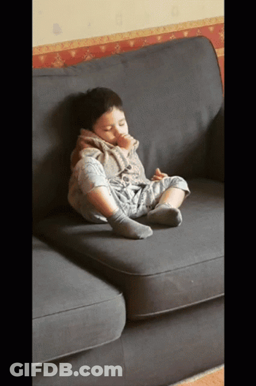 Kids Falling A Sleep In Couch GIF