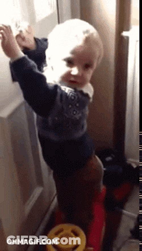 Kids Falling Post Surprise Delivery Fail GIF