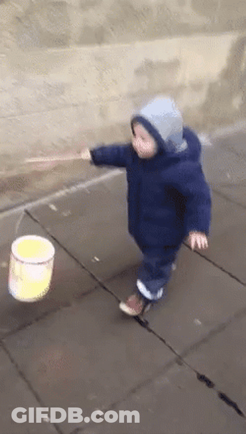 Kids Falling While Checking His Lantern GIF