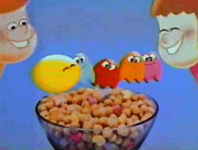 Kids Love Pacman And Ghosts Cereals GIF