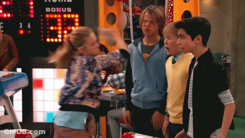 Kids Playing Bowling With Bonus Score GIF