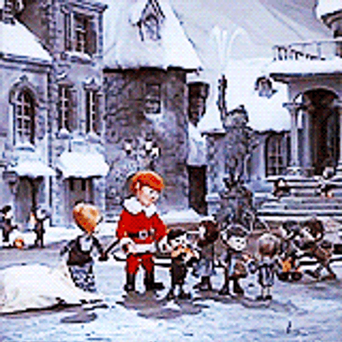 Kids Running Towards Santa Claus Animation GIF