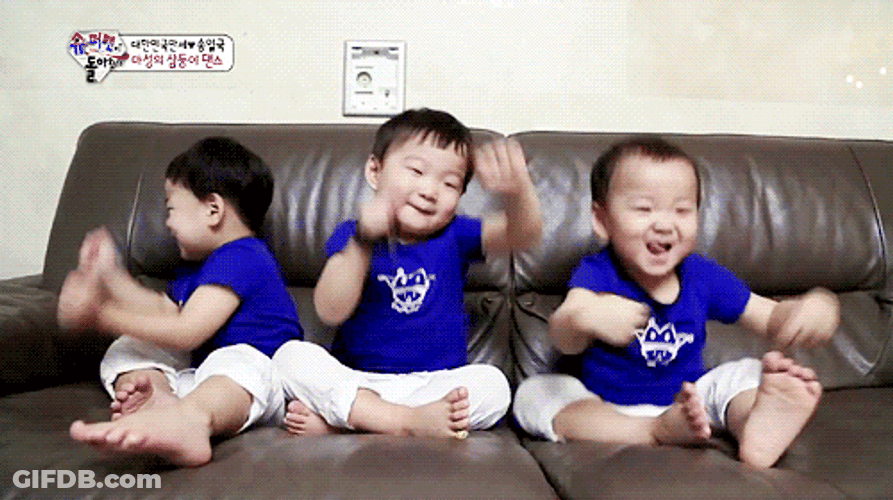 Kids Song Triplets Sitting On Couch GIF