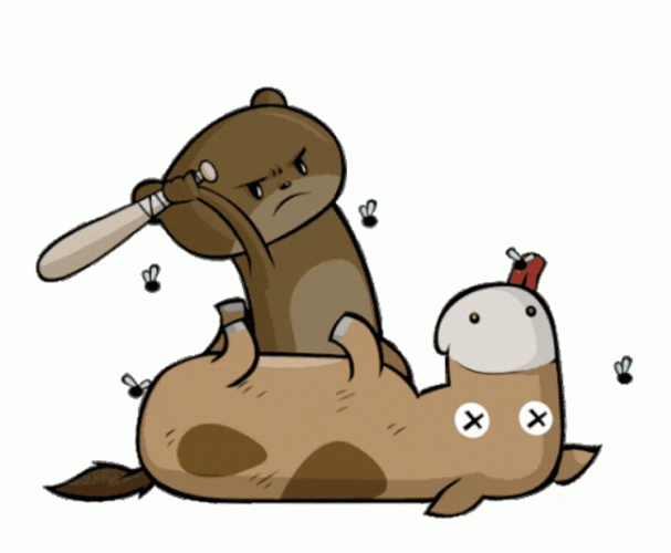 Kill Bear Hitting Donkey With Baseball Bat GIF