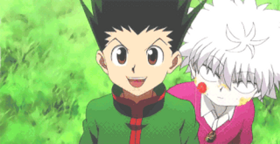 Killua Putting Pie In Gon's Face GIF