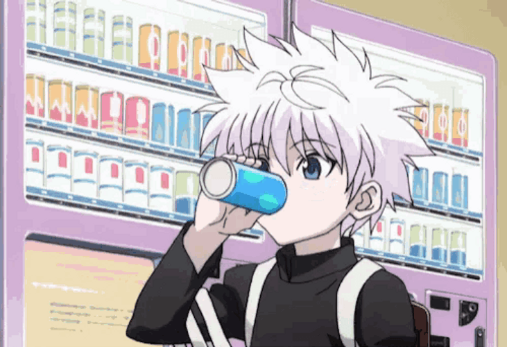 Killua Vendo Drink GIF
