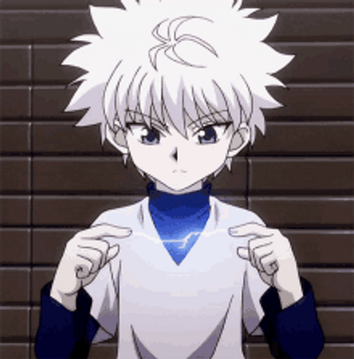 Killua Zoldyck Staring At His Finger Emitting Lightning GIF