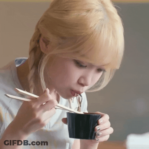 Kim Chaewon Eating Noodles GIF