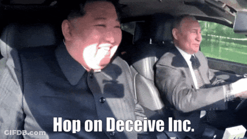 Kim Jong Un And Vladimir Putin In Car Hop On Deceive Inc GIF