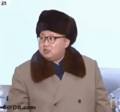Kim Jong Un In Fur Hat And Glasses GIF