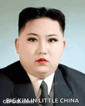 Kim Jong Un In Suit With Red Lipstick GIF