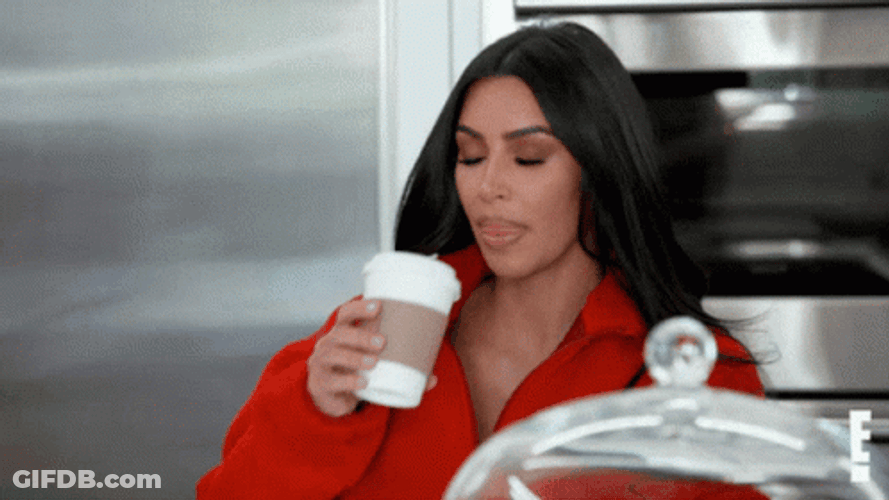 Kim K Drinking Coffee GIF