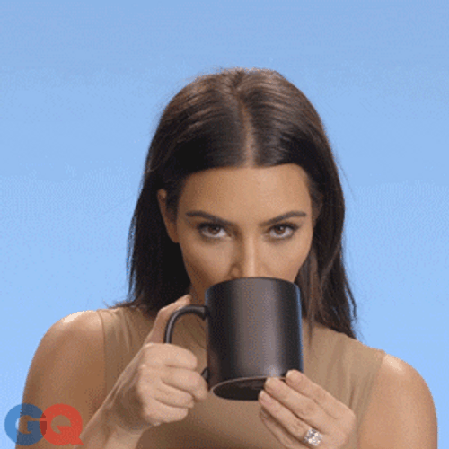 Kim Kardashian Drinking Coffee GIF