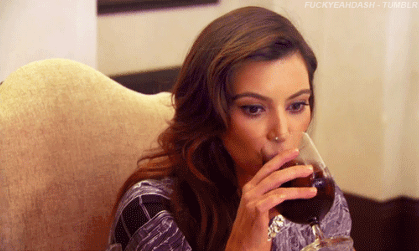 Kim Kardashian Drinking GIF