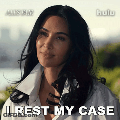 Kim Kardashian Says " I Rest My Case " In Front Of A Hulu Logo GIF