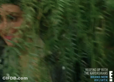 Kim Kardashian Smiling In Front Of Bush GIF