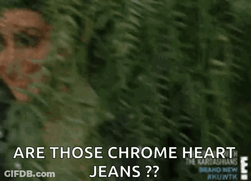 Kim Kardashian Smiling Says Are Those Chrome Heart Jeans GIF