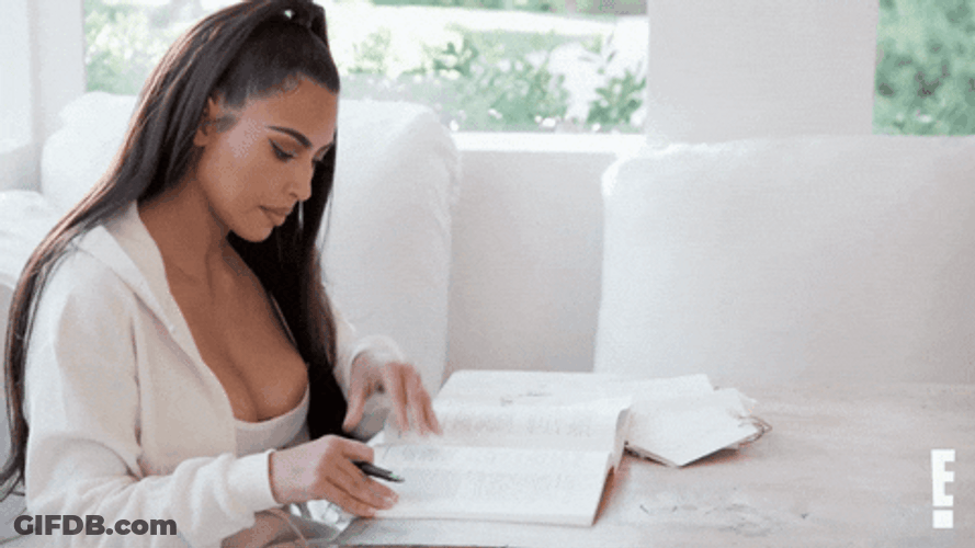 Kim Kardashian Studying GIF