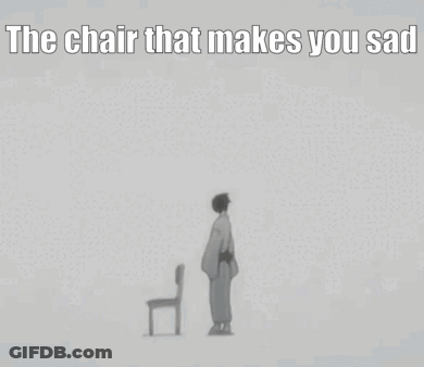 Kimono Man Next To Chair That Makes You Sad GIF