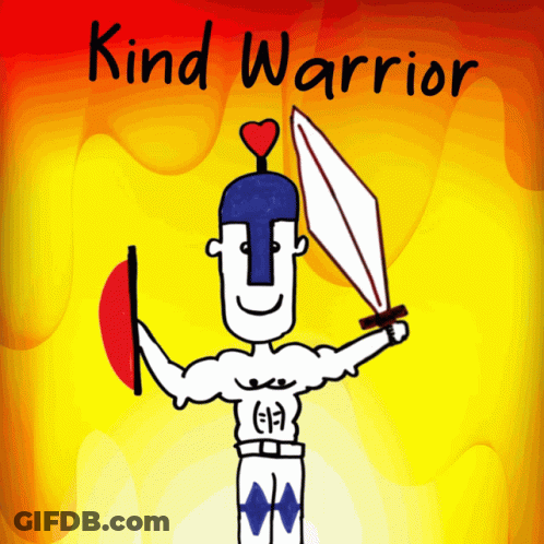 Kind Warrior Cartoon Man Holding Sword GIF