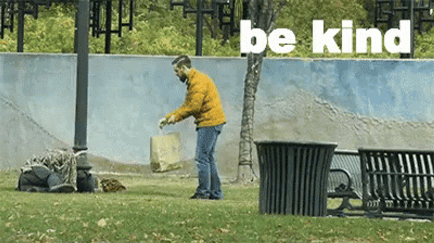 Kindness Guy Giving Food To A Homeless Person GIF