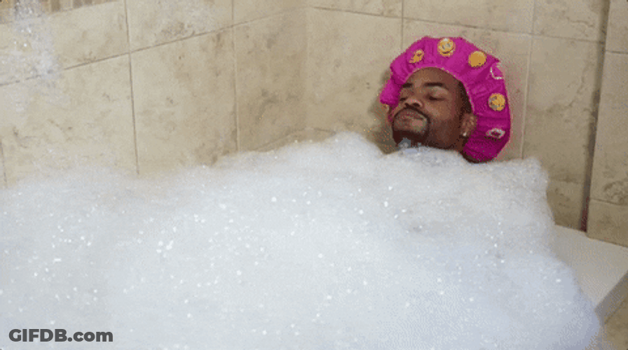 King Bach Takes Out Phone Under Bubble Bath GIF