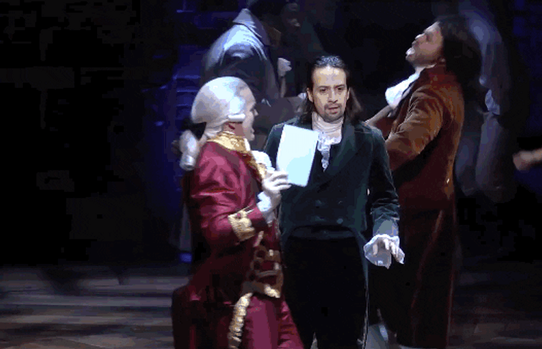 King George Hamilton Throwing Papers GIF