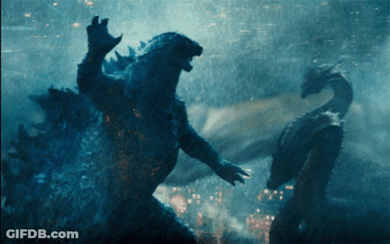 King Ghidorah Beating Godzilla GIF
