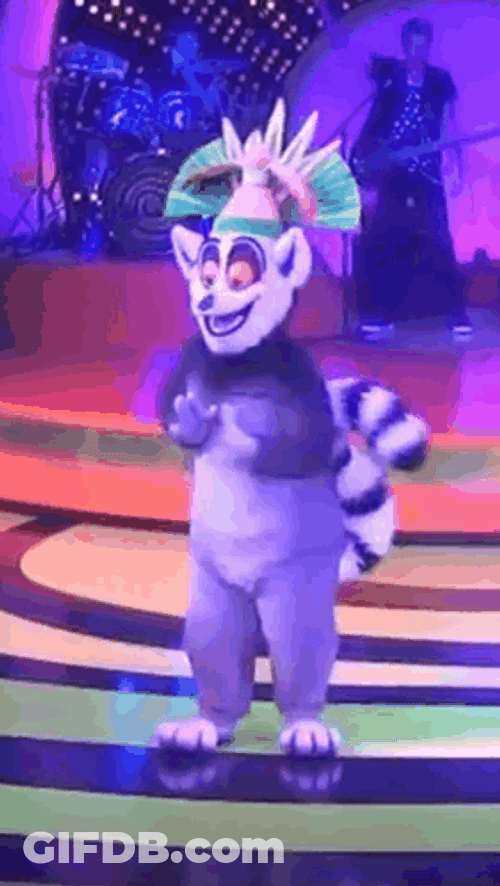 King Julien Mascot Dances On Stage GIF