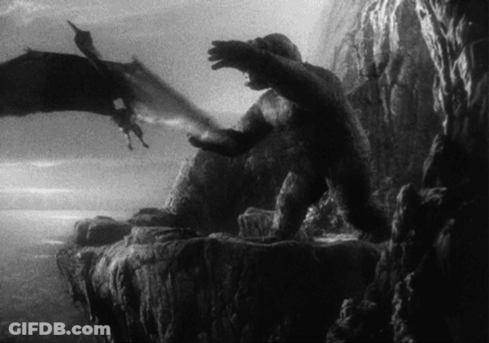 King Kong Fighting With Giant Bird Stop Motion Animation GIF