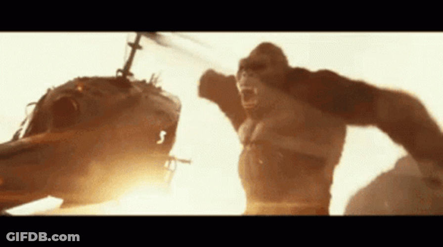 King Kong Helicopter Crash And Burn GIF