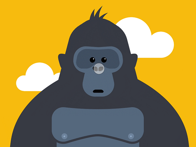 King Kong Looking Closely Following The Dot GIF
