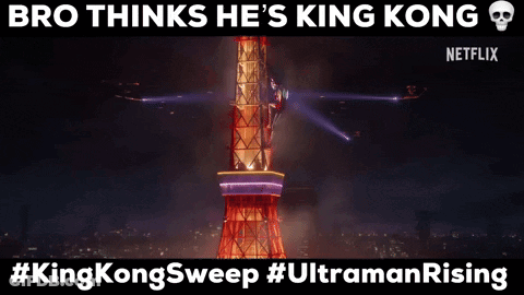King Kong Netflix Ad Tower Lit At Night GIF