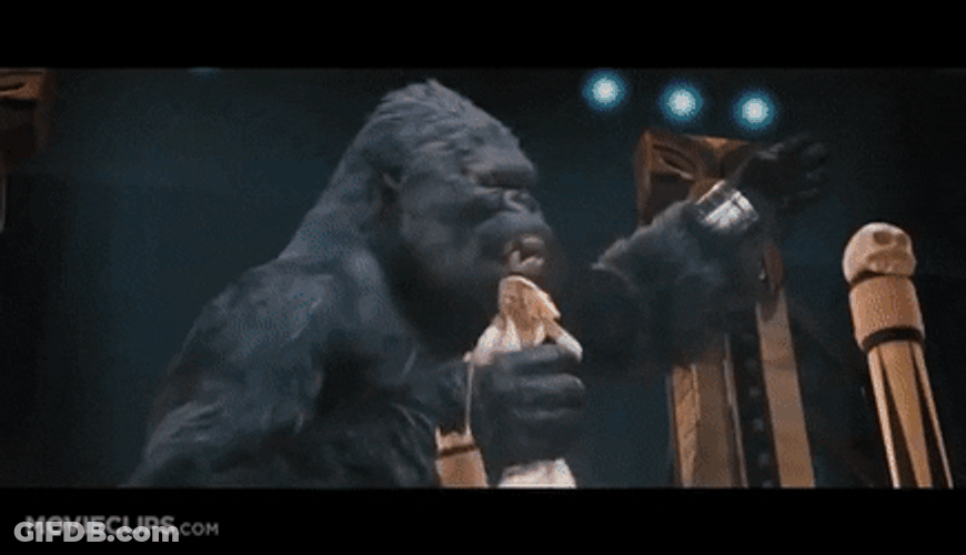 King Kong Tied Up On Stage Running Amuck GIF