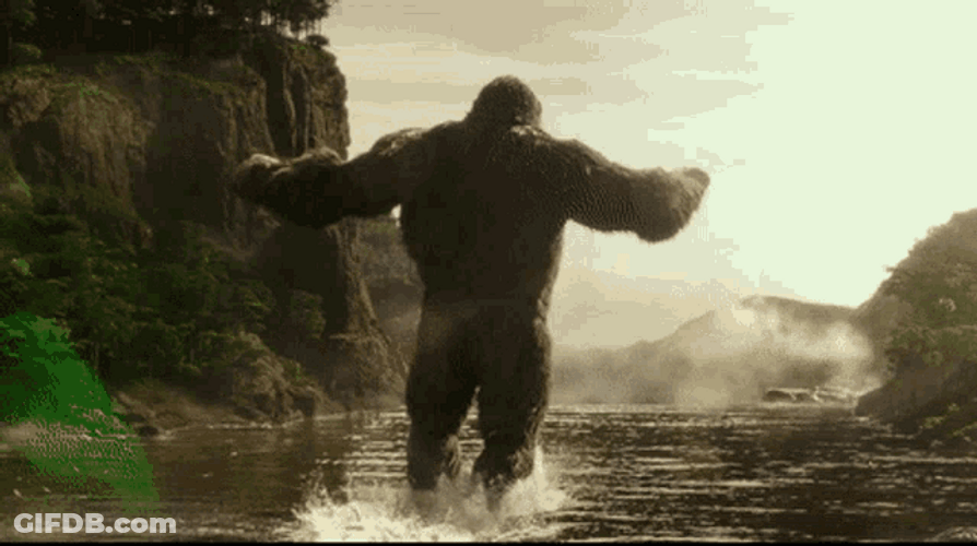 King Kong Walking Casually Down The Sea GIF