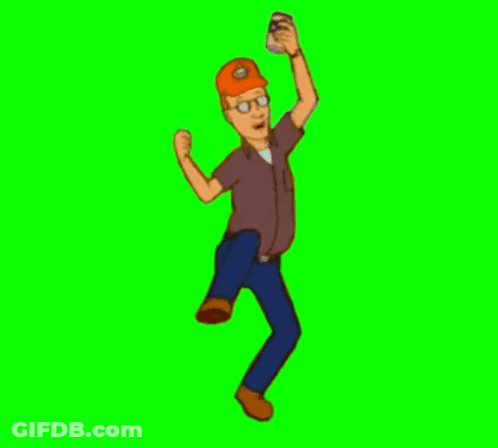 King Of The Hill Character Dancing Holding Beer GIF